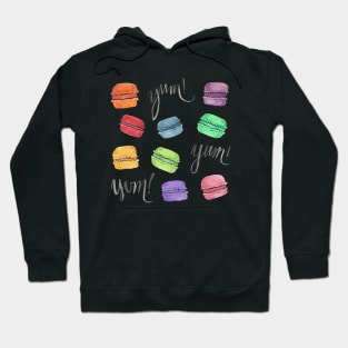 Yum! Rainbow Macarons Watercolor Illustration Hoodie